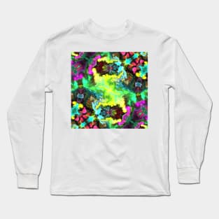 Psychedelic Hippie Square Green Pink and Purple Long Sleeve T-Shirt